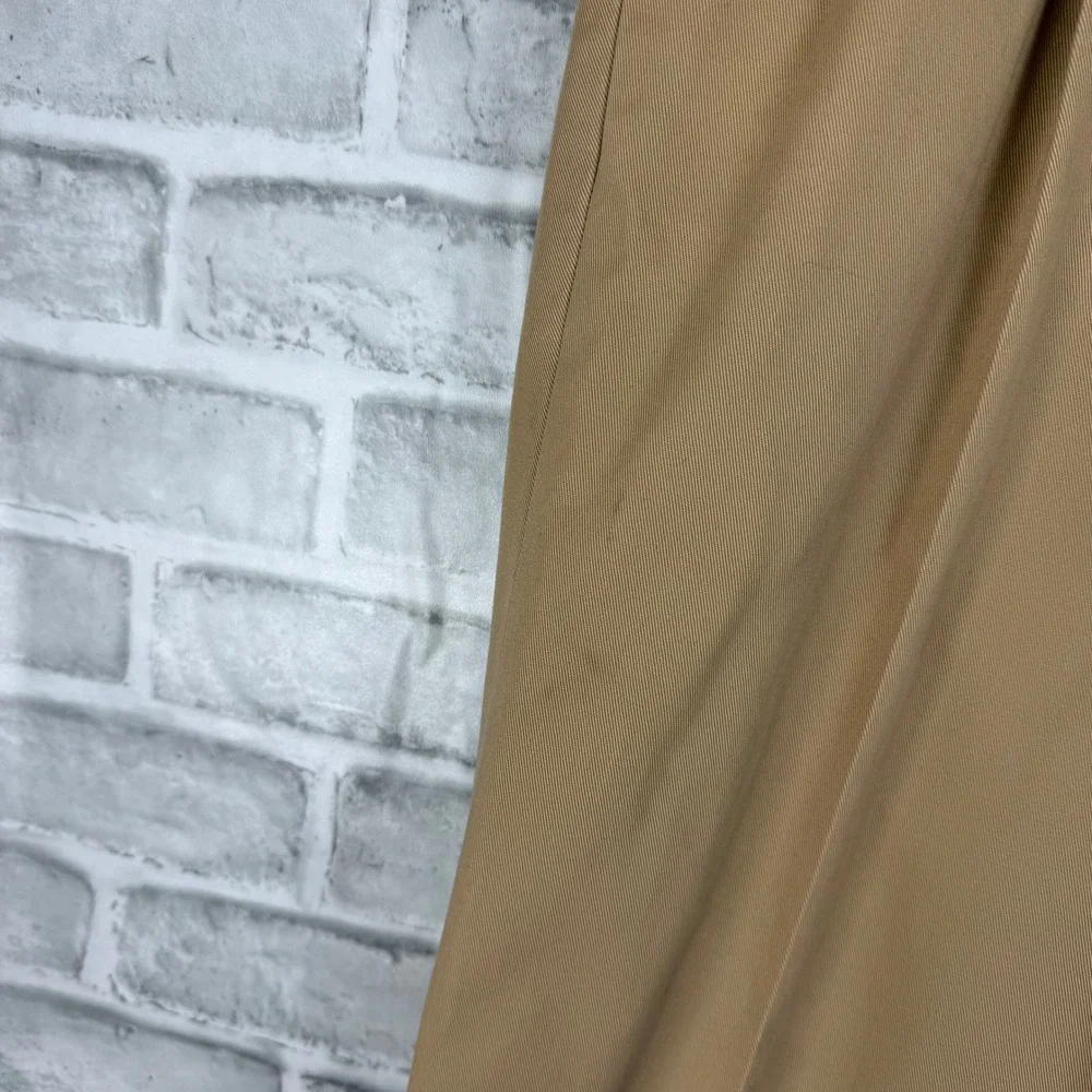 Brooks Brothers Elliot Advantage Chino Khaki Pleated Cuffed Pants Mens 34x32